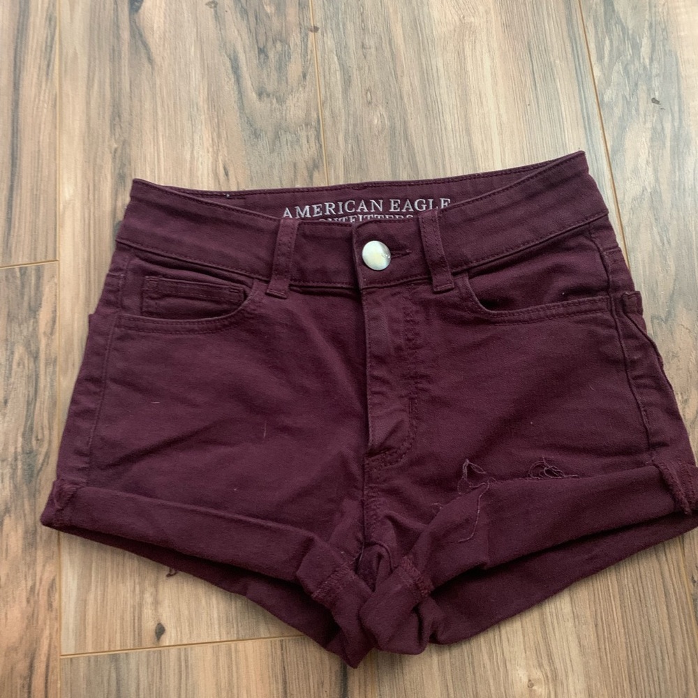 Maroon Jean Shorts
